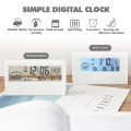 Japanese Simple Style Digital Alarm Clock Modern White Electronic Clock Temperature Humidity Clock Students Desktop Room Bedside Clock. 