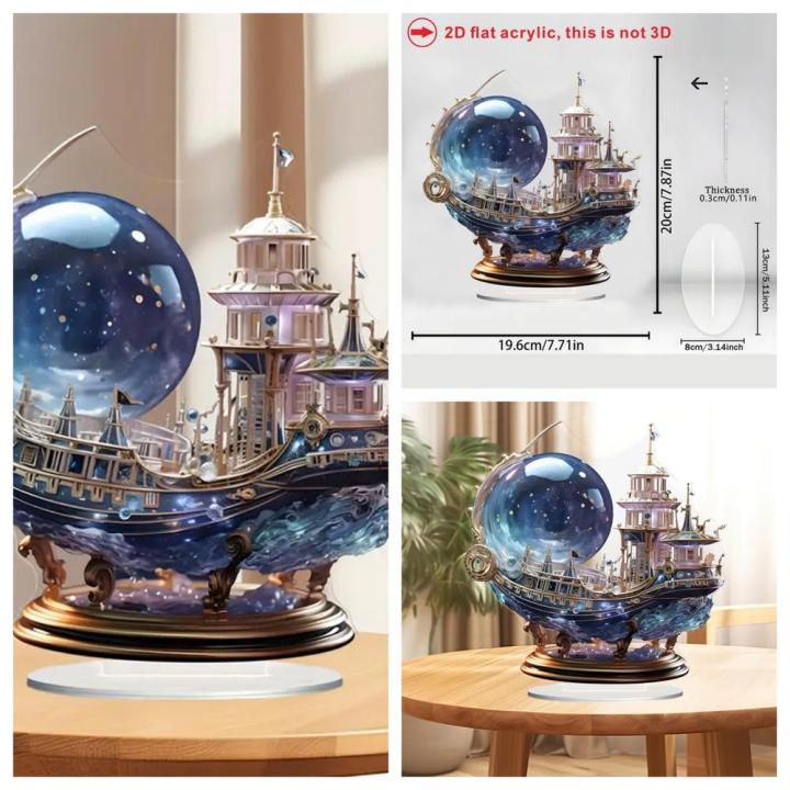 Ship Decora Artistic Ship Decoration Flat Tabletop Ornament Miniature Novelty ...