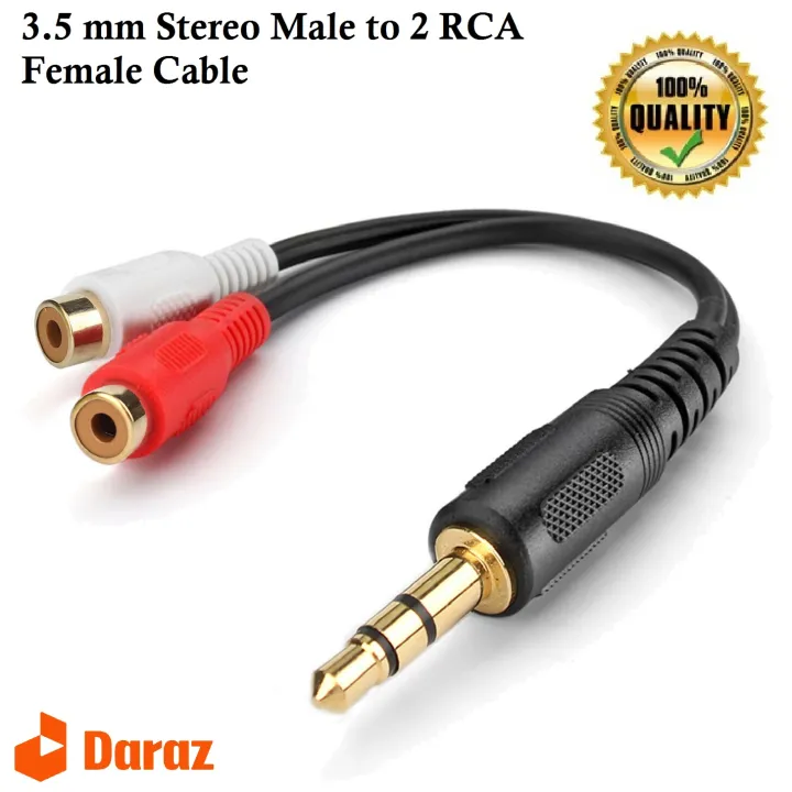 3.5mm Jack Male to 2 RCA Female Jack RCA Stereo Audio Cable Converter Adapter High Quality