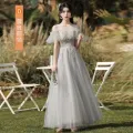 Lease Bridesmaid Dress 2024 Spring and Summer New Sisters Group Gray Wedding Clothes Banquet Dress Wedding Fairy MM. 