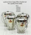 Polished Silver SVS Stainless Steel Bucket Set Heavy Quality (1.5l,2.35l,3.35l,4.75l). 