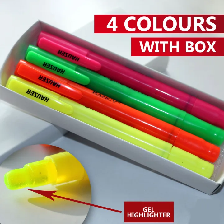 Hauser Pink Green Yellow Orange GEL/WAX Highlighter Pen