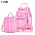 Children School bag set with Wheels Students Backpack School Trolley Bag School Rolling Wheeled Backpack For Girls. 