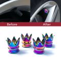 4X Aluminum Neon Color Crown Car Wheel Tire Valve Stem Cap Tyre Air Anti Dust Caps. 