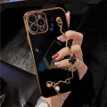 For Honor X7b / Honor X7A / Honor X7 4G Back Cover with Four-Leaf Clover Bracelet Luxury 6D Plating Shiny Bling Stylish Girl Phone Case Soft Silicone Square Bumper Mobile Phone Cases Pouch. 