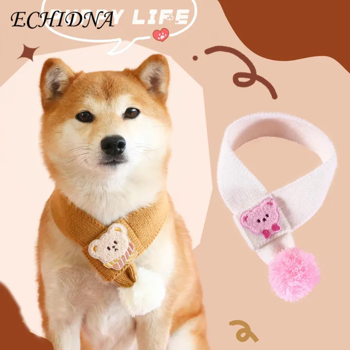 Bear Pattern Pet Scarf Cozy Cartoon Knitted Pet Scarf for Winter Cute Cat Dog Neckwear Accessory