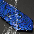 Ricnais 5cm For Man Blue Black Stirped Waterproof Necktie Paisley Men Skinny Neck For Wedding. 