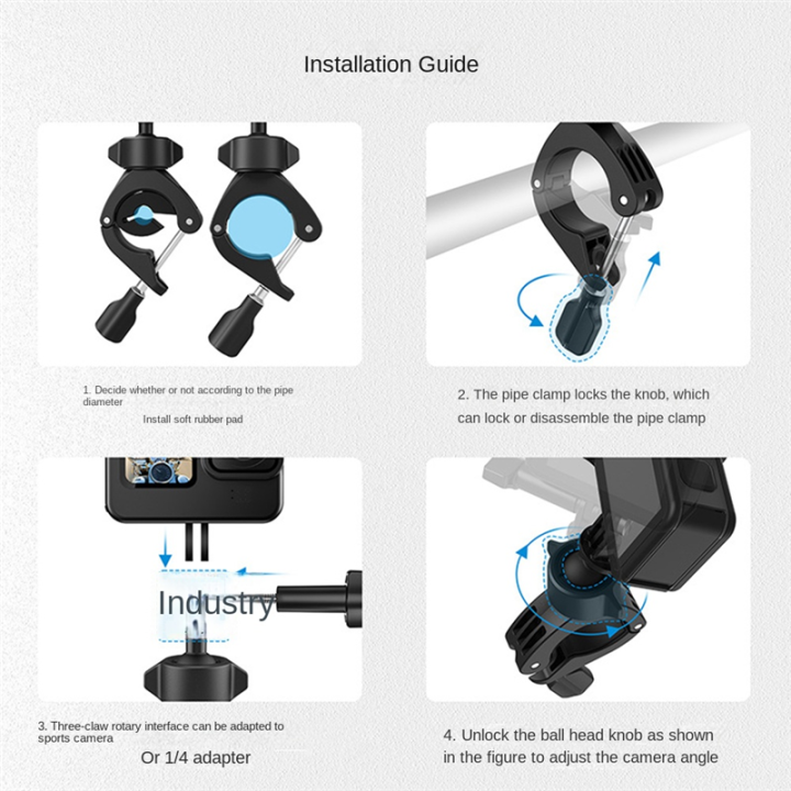 Cycling%20Motorcycle%20Clip%20360%C2%B0%20Super%20Clamp%201/4In%20Hole%20Bracket%20for%20/Action%204/%20Action%20Camera%20Parts%20Accessories%20-%20Image%203