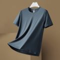 Ice silk short sleeve T T-shirt Men's Summer Thin Smooth Beaded Breathable Trendy T-shirt Solid Color Simple Ice Clothes. 