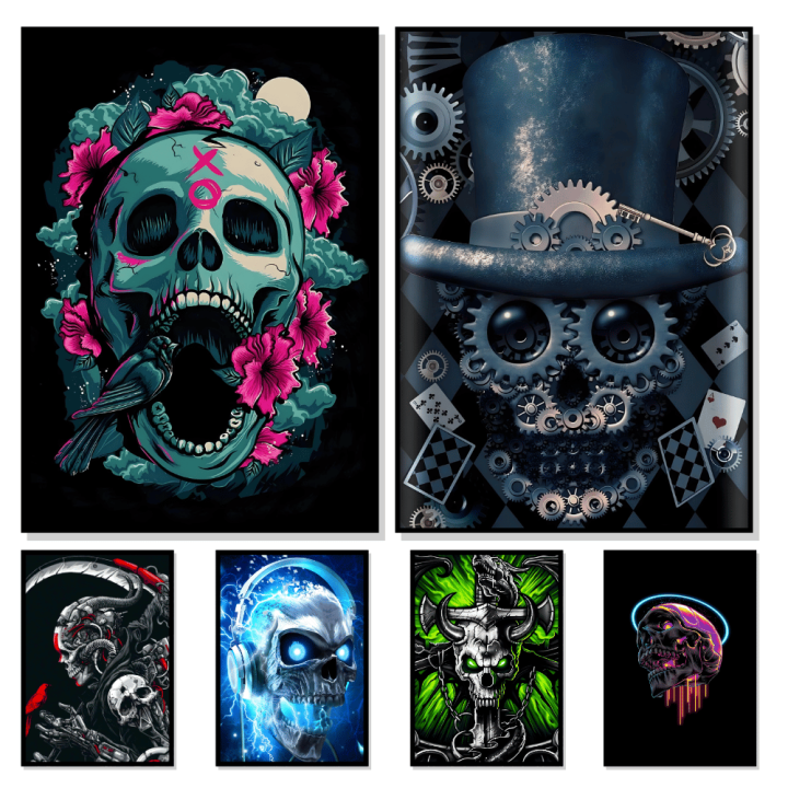 A3/A4%20Size%20Framed%20Wall%20posters%20Skull%20Aesthetic%20Retro%20Wall%20posters%20wall%20decorations%20-%20Image%205