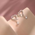 New 2023 S925 Silver Needle Heart Luxury Star Crystal Earrings. 