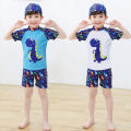 bellylady 3Pcs/set Boy Kid Split suit ops + Shorts + Hat Short Sleeve Cartoon Surfing wear for 3-13Y. 