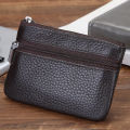 👍 Leather 2 Zipper Coin Purse Wallet With Card Slots, Coin Organizer, Change Holder,Card Case, Leather Zipper Storage Bag For Men. 