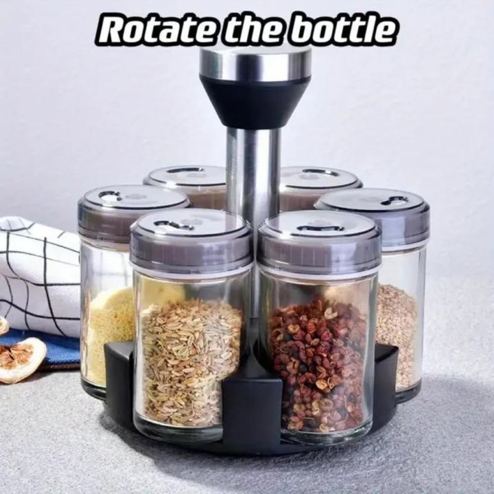 Spin Spice Rack 6-Jar Revolving Spice Rack Organizer, Spinning Countertop Herb/Spice ...