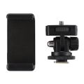 1/4 Screw Tripod Cold Shoe Head with Mobile Phone Clip Universal SLR Camera Holder. 
