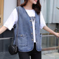 Denim Vest for Women Spring Summer Autumn 2024 New Vest Short Western Style All-Matching Slimming outside Wear Trendy Thin Vest. 