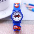2023 s 3D Cartoon Firemen Fire Truck Pattern Soft Strap Watches For Children Boys Girls Little Baby Learn Time. 