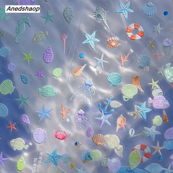 Anedshaop Jelly Nail Art Stickers, Relief Nails Decorations, Dolphin ...