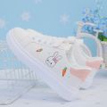 【FOOT SOFA】Women  Casual Shoes Cartoons Animal Cute Decoration White Sneakers Lace-up Outdoor Thick Bottom Woman  Vulcanized Shoes. 