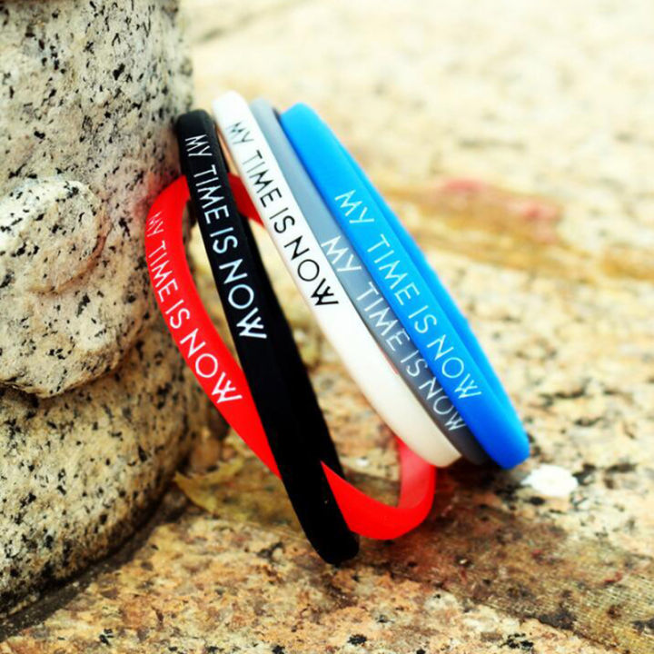 My Time Is Now Student Fashion Couple Silicone Bracelet sports wrist band Mzea