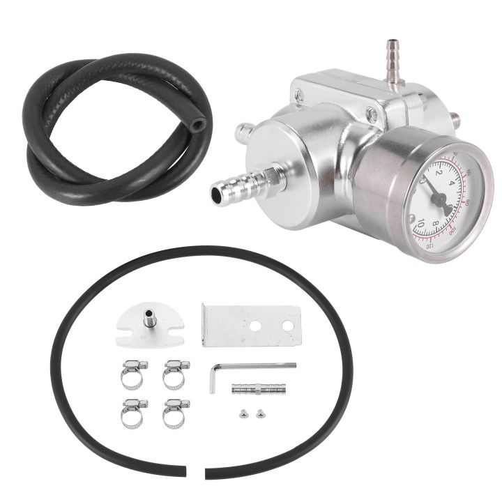 Universal Car Adjustable Fuel Pressure Regulator with Gauge Silver ...
