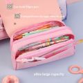 👍【HOT】 Cute Cat Decompression Pencil Case Big Pencil Box Portable Girls Pen Bag Double Layer School Pouch Kawaii Stationery Pensil Case. 