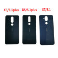 For Nokia 5.1 Plus X5 X7 8.1 Back Cover Door Rear Housing Case Glass Panel For Nokia 6.1 Plus X6 2018 Battery Cover Replacement. 