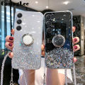 For Samsung Galaxy A24 Case Shiny Ring Glitter Soft Transparent Holder Stand Back Cover Casing for Samsung Galaxy A24 Phone Cases Cover Stars Moon Girls. 