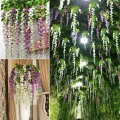1 Piece  Vine Garland Silk Hanging Ceiling Decoration Wisteria Leaf Flower Wisteria Flower. 