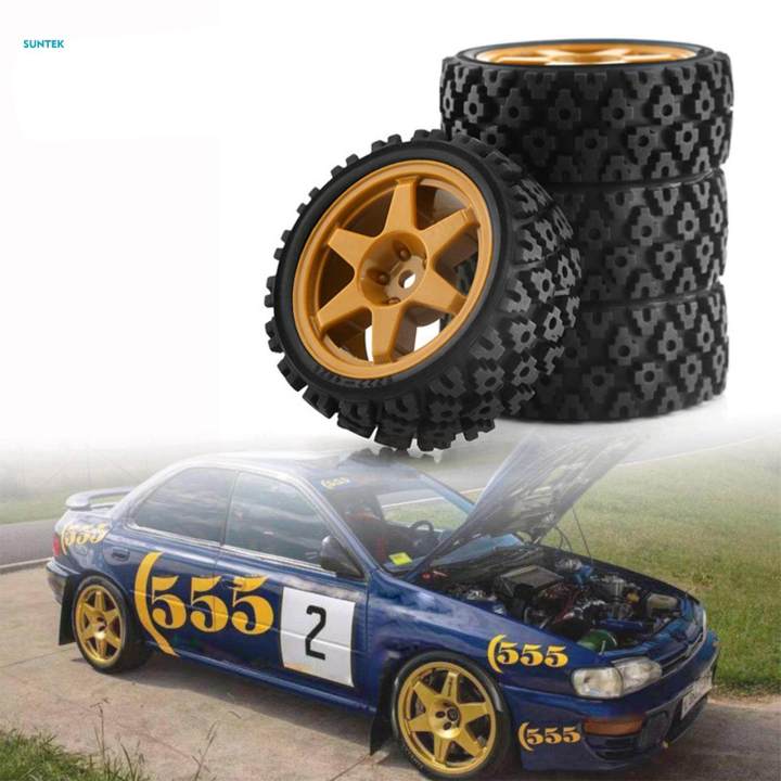 4 Pieces Rubber Tire Wheel Tyre RC Drifting Tires and Wheels Wear Resist 12mm Hub RC Tyres for TT02 XV-01 1:10 RC Car Upgrade Parts Parts
