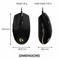 Logitech G102 LIGHTSYNC Gaming Mouse with Customizable RGB Lighting, 6 Programmable Buttons, Gaming Grade Sensor, 8K DPI Tracking, Lightweight - Black - Original. 