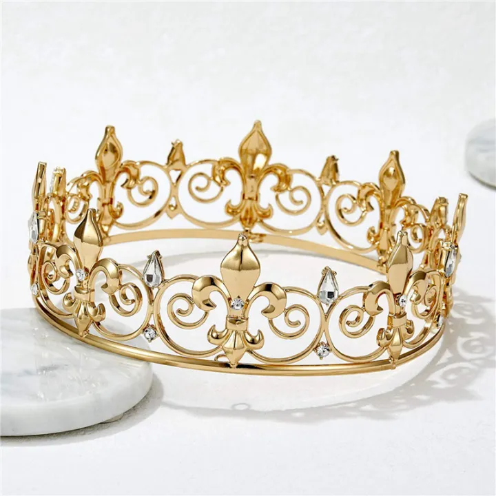 3X%20Royal%20Crown%20for%20Men%20-%20Metal%20Prince%20Crowns%20and%20Tiaras,%20Full%20Round%20Birthday%20Party%20Hats,Medieval%20Accessories%20(Gold)%20-%20Image%205