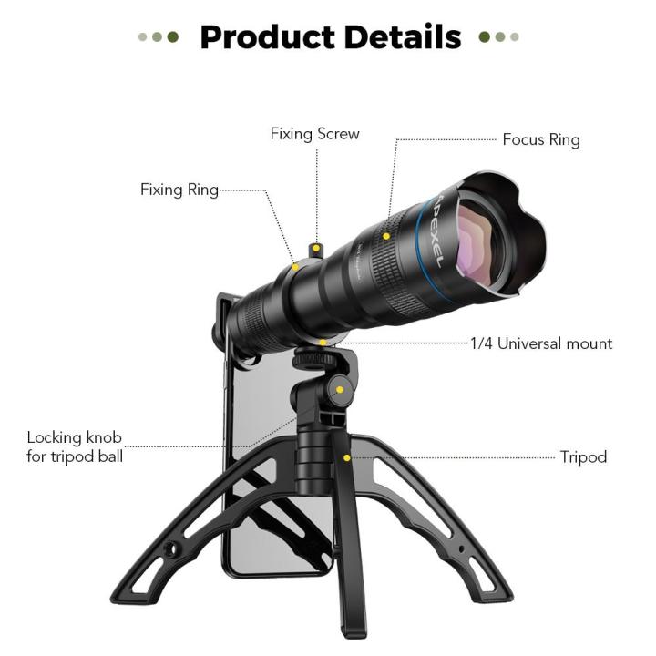 APEXEL%20Optional%20HD%2036X%20Metal%20Telescope%20Telephoto%20Lens%20Monocular%20Mobile%20Lens+%20Selfie%20Tripod%20for%20Samsung%20Huawei%20All%20Smartphones%20-%20Image%207