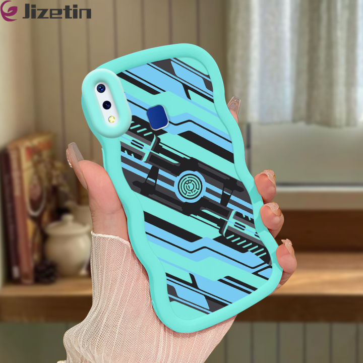 Jizetin for Vivo Y93 Back Cover Fire God Blue Artifact Macaron Bright Color Wavy Shape Soft Mobile Phone Cases