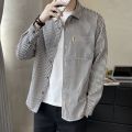 Shirt Shirt Thin Men's Shirt Spring and Autumn Long Sleeve Long Sleeve 2024 Coat Striped Men's Casual New. 