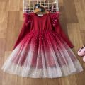 Girls Dresses for Spring Autumn 3 to 8 Year Winter Long Sleeve Dress for Girl Kids Red Christmas New Year Party Princess Dress. 