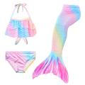 3Pcs/set Girl Kid Swimwear Mermaid Tail Sling Crop Tops Panties Gradient Color Swimsuit for 3-12 Years. 