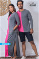 Series Couple Dark Grey Pink Side-by-Side Long T Long Sleeve Dress | AS2346. 