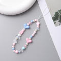 INS-inspired Phone Accessory Beaded Phone Chain Trendy Phone Keyring Love Bow Phone Charm Acrylic Bear Keychain Key Chain Keychain Cute Phone Accessories. 