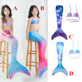 2 Piece Set irls Polyester Mermaid ail suit 3-12 Years Old Bikini Colorful suit. 