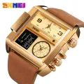 SKMEI Sports Leather Quartz Large Dial Waterproof Watches for Men 1391. 
