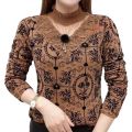 Yfashion Women Cotton Fashion Flower Printing Shirt Long Sleeves Thin Fleece Bottoming Shirt Warm Turtleneck Pullover Tops. 