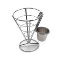 8 Pcs French Fries Stand Cone Basket Fry Holder with Dip Dishe Cone Snack Fried Chicken Display Rack Food Shelves Bowl. 