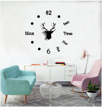 3D%20Deer%20Head%20Creative%20Wall%20Clock%20Acrylic%20Living%20Room%20Decoration%20DIY%20Personalized%20Wall%20Sticker%20Clock%20Modern%20Simple%20Silent%20Clock%201Set%20-%20Image%206