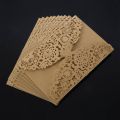 20 Pcs Delicate Carved Wedding Party Invitation Card Envelope Invitations for Wedding, White & Golden Beige. 