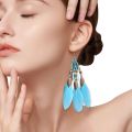 Lady Ethnic Style Earrings Bohemian Style Beaded Feather Tassel Earrings for Women Ethnic Waterdrop Pendant Ear Jewelry for Vacation Beach Retro Design Bohemian Feather Earrings. 