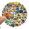 50PCS Cute Children's Cartoon Car Truck Stickers Kawaii DIY Skateboard Motor Graffiti Vehicle Sticker Decals Kids Learning Toys. 