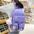 Kawaii Women's Backpack Children's School Backpack 4 Pcs Sets school bags for girls Kids Plaid design Bookbag mochilas Backpack. 