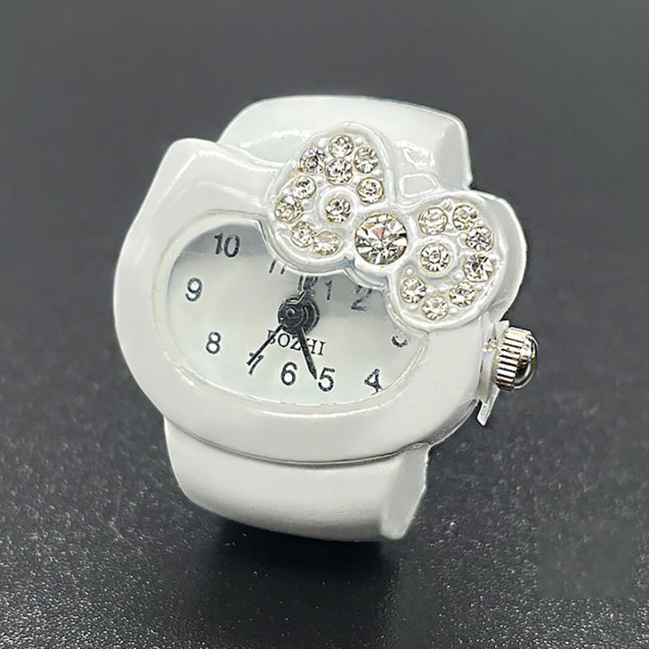 Sanrio Hello Kitty Finger Watch Cute Girl Quartz Watch Ring Hip Hop Accessories Fashion Jewelry Watch Ring Jewelry Children Gift