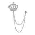 Luxury Rhinestone Crown Brooch Pin Tassel Lapel Pins Men Jewelry Accessories GJCUTE. 